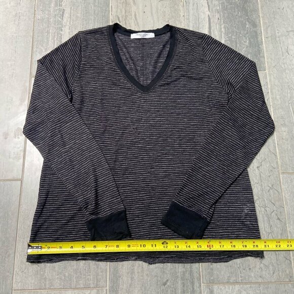 Project Social T Urban Outfitters Striped V Neck Long Sleeve Tee Shirt Black Med - Picture 5 of 7